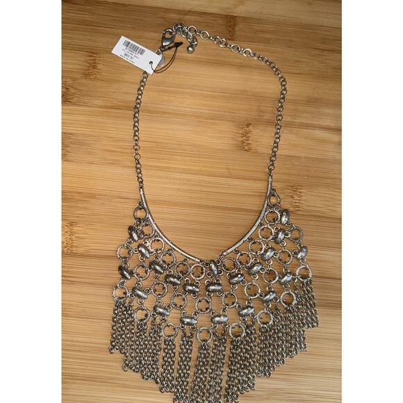 Chico’s Kellen Boho Bib Silver Tone Boho Bohemian Statement Necklace Adjustable - Picture 11 of 11
